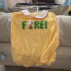 Yellow Baby Romper with Golf Theme